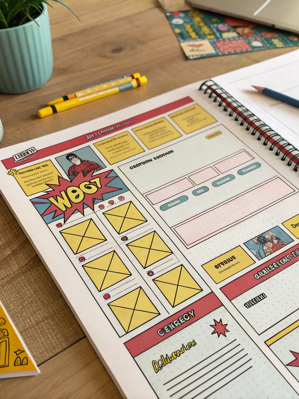 A wireframe of a website layout, illustrating the planning and structure involved in the web design process.